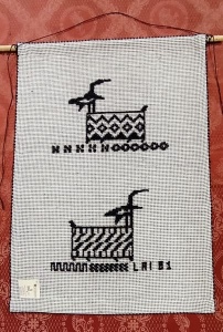 Arazzino 2 caprette, disegno "Maria Lai" 2